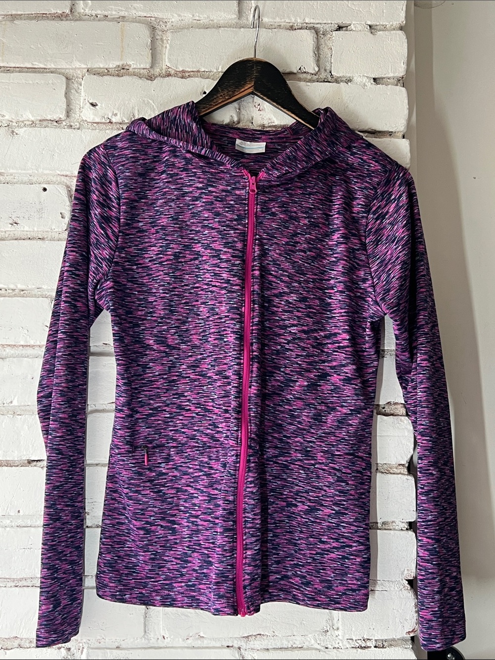 Columbia fine stretch knit Pink & Black Hooded Zip Jacket